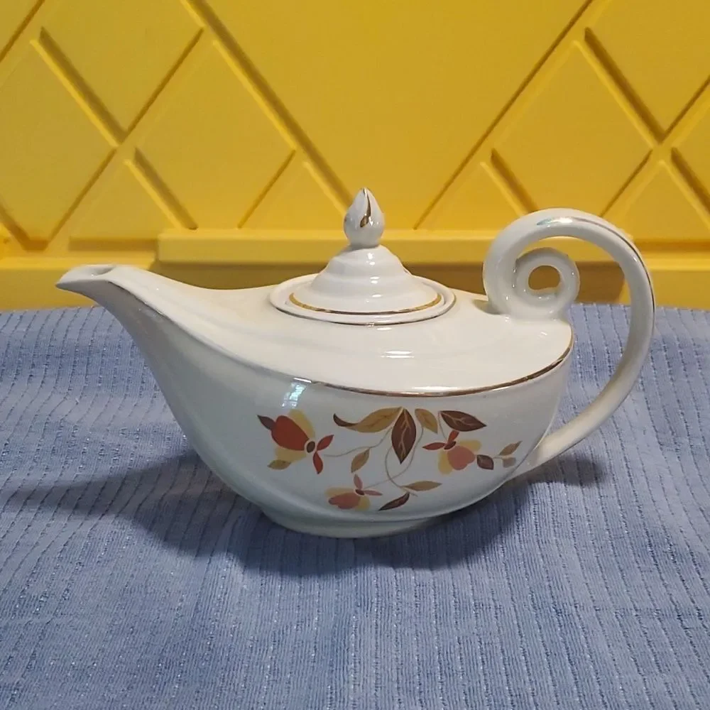 VTG Hall Jewel Tea Autumn Leaf Aladdin Teapot & Lid Mary Dunbar MCM